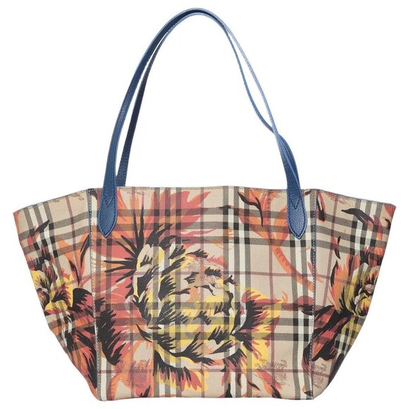SOLD! Burberry Haymarket Check Floral Print Canterbury Tote - Picture 2 of 11